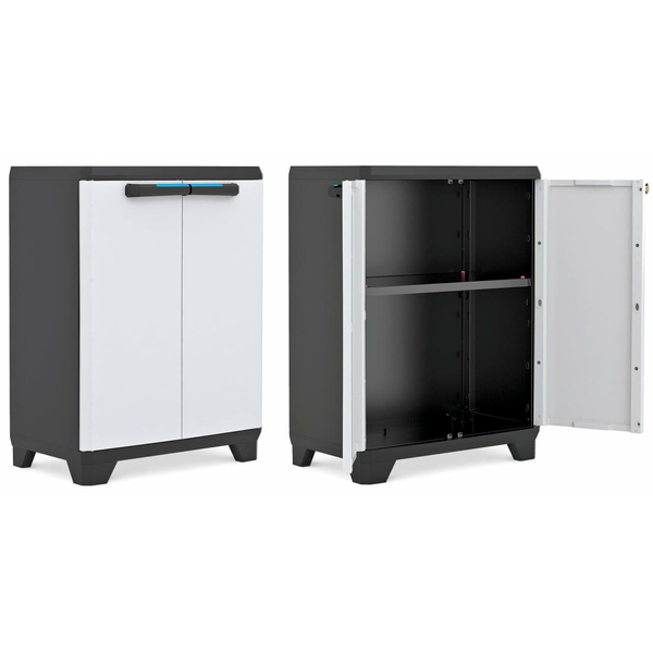 KIS Linear Tároló Szekrény - Alacsony, Műanyag, Fekete/ Fehér