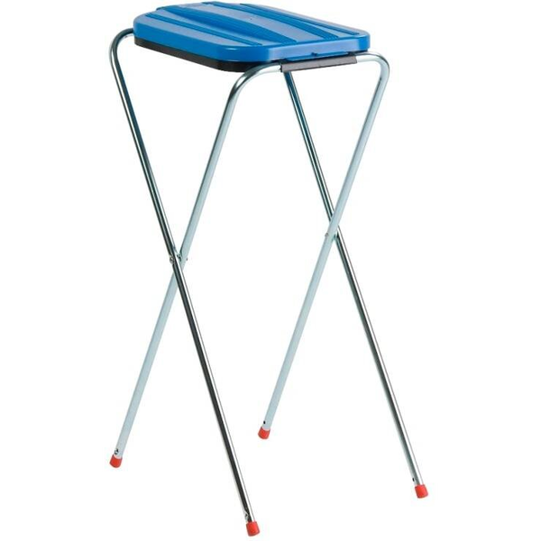 Waste rack, V-Part, steel, plastic/steel, 100 l, with blue lid and bag holder