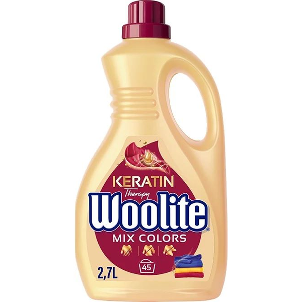 Woolite деликатен препарат за цветни тъкани, 2.7л, за 45 пранета
