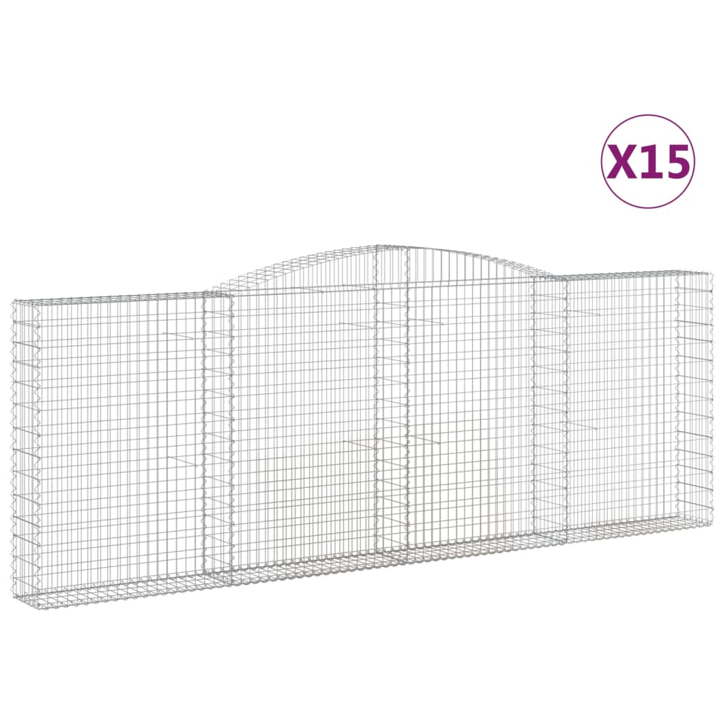 15 db íves horganyzott vas gabion kosár 400x30x140/160 cm (3146901)