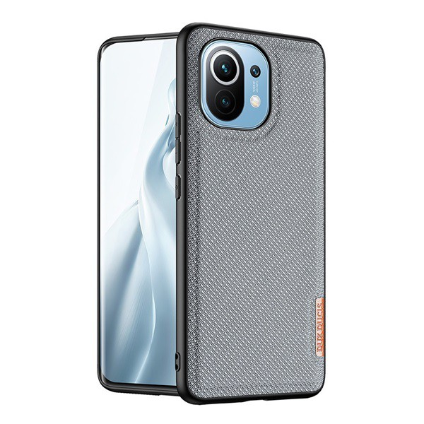 DUX DUCIS FINO szilikon telefonvédő (műanyag belső, közepesen ütésálló, rács minta) SZÜRKE [Xiaomi Mi 11 5G]