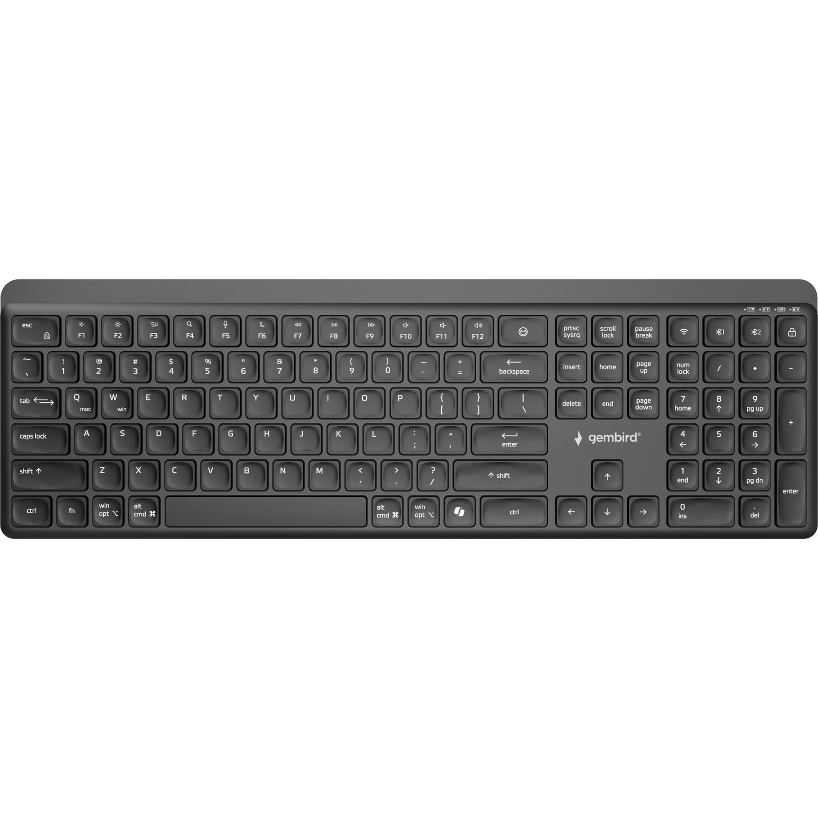 Клавиатура Gembird KB-WPS-03 Dual-Mode Pro Business Slim, американска подредба, черна