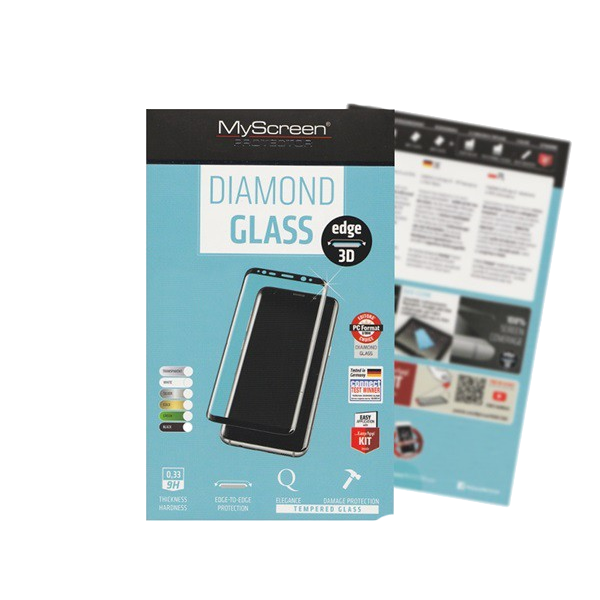 MYSCREEN DIAMOND GLASS EDGE протекторно стъкло за екран (3D пълно покритие, извито, устойчиво на надраскване, 0,33 mm, 9H) ЧЕРНО [Samsung Galaxy S8 Plus (SM-G955)]