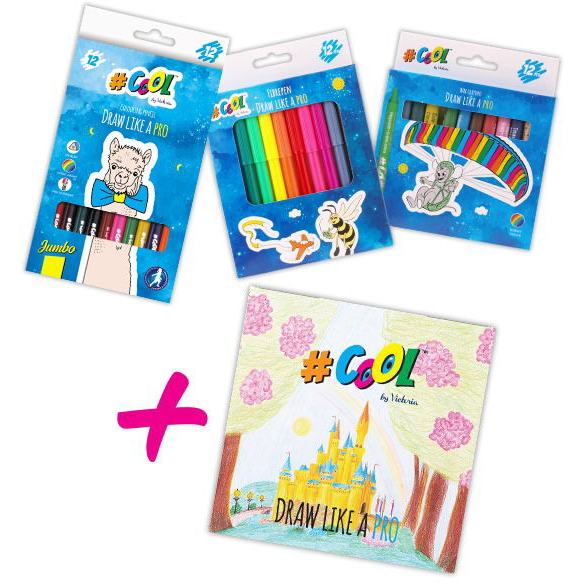 #COOL BY VICTORIA zsírkréták, viaszceruzák, filctollak + AJÁNDÉK Színezőkönyv (COOLSET1CZ)