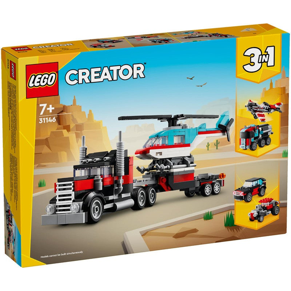 LEGO® Creator 3 в 1 - Камион с платформа и хеликоптер 31146, 270 части