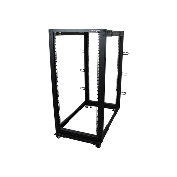 StarTech.com 25U Open Frame Server Rack - 4 Post Adjustable Depth (22" to 40") Network Equipment Rack w/ Casters/ Levelers/ Cable Management (4POSTRACK25U) rack - 25U