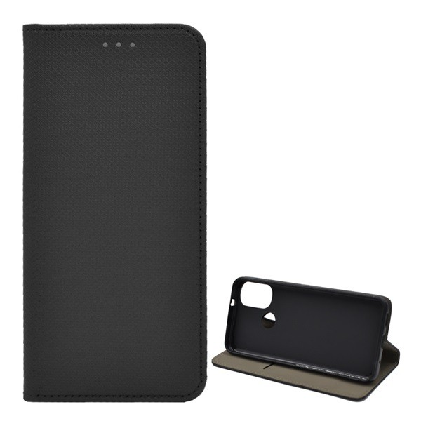 Tok álló, bőr hatású (FLIP, oldalra nyíló, asztali tartó funkció, rombusz minta) FEKETE [Motorola Moto E40 (XT2159)] (5996591142166)