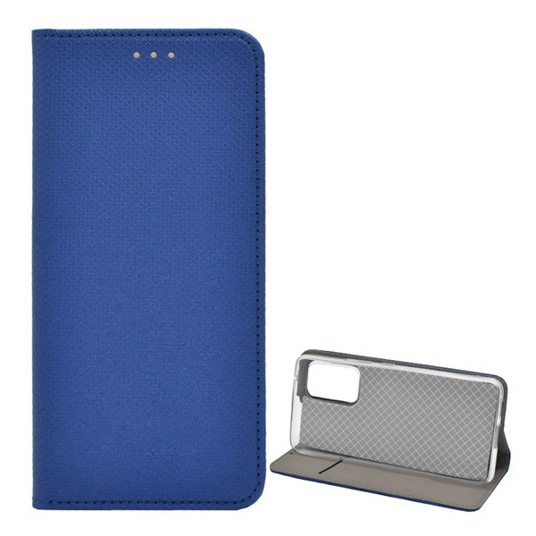 Tok álló, bőr hatású (FLIP, oldalra nyíló, asztali tartó funkció, rombusz minta) SÖTÉTKÉK [Samsung Galaxy A53 (SM-A536) 5G] (5996591123578)