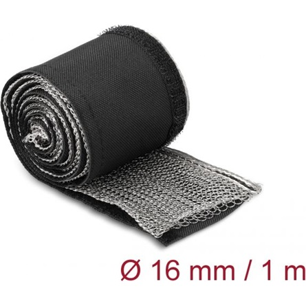 Delock Hőellenálló EMI Shielding fonott borítás tépőzáras rögzítővel, 1 m x 16 mm méretű, fekete (20840) (20840)