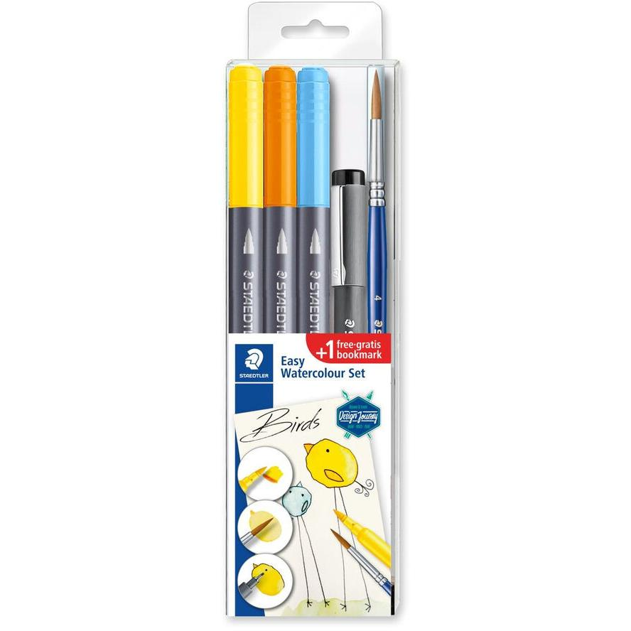 STAEDTLER Wassermalset Vögel(3Pinselmarkern, 1Pigment Liner (3001STB5-1) (3001STB5-1)