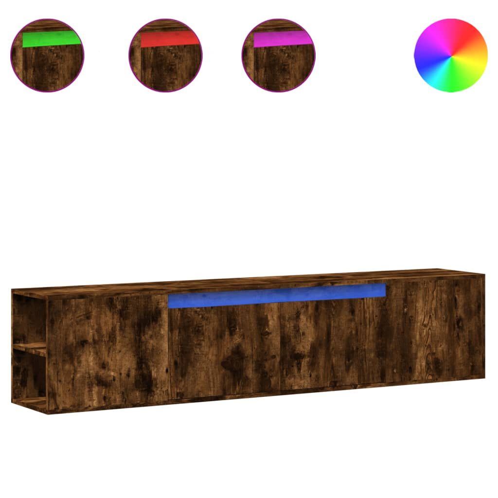 füstös tölgy színű fali TV-szekrény LED-del 180 x 31 x 39,5 cm (3307958)