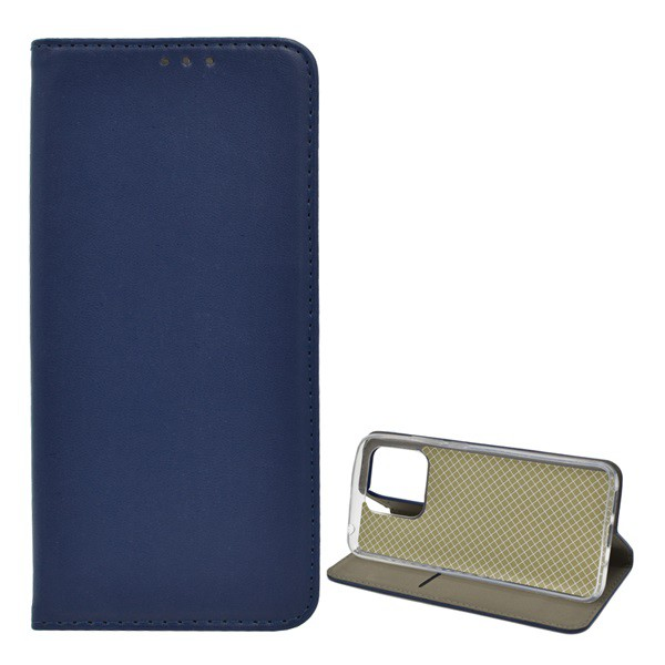 Tok álló, bőr hatású (FLIP, oldalra nyíló, asztali tartó funkció) SÖTÉTKÉK [Xiaomi Redmi 10C] (5996591152370)