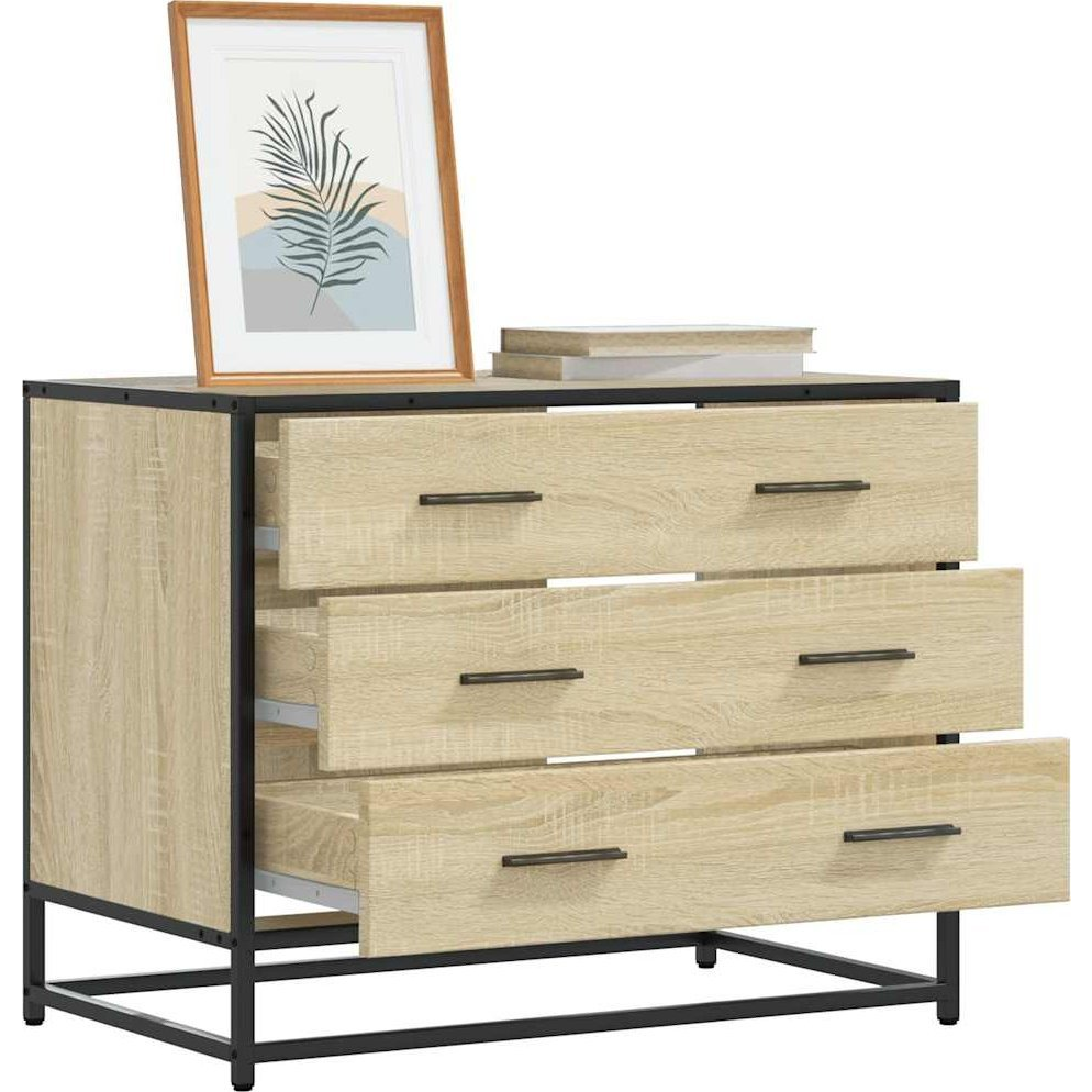 sonoma-tölgy színű szerelt fa fiókos szekrény 70x41x56 cm (849075)