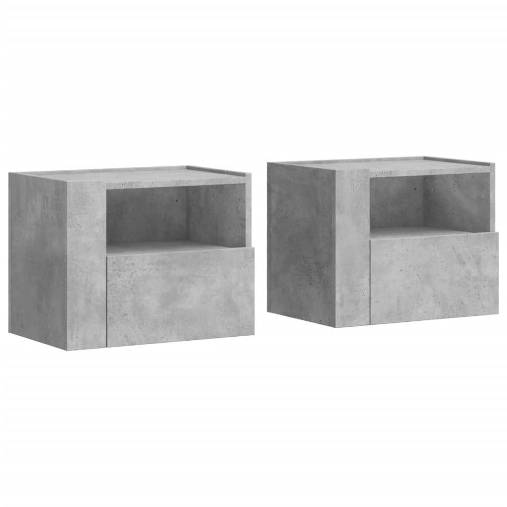 2 db betonszürke falra szerelhető éjjeliszekrény 45x30x35 cm (848318)