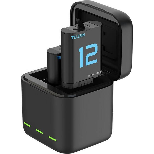 Battery charger box with two batteries TELESIN for GoPro Hero 12/11/10/9