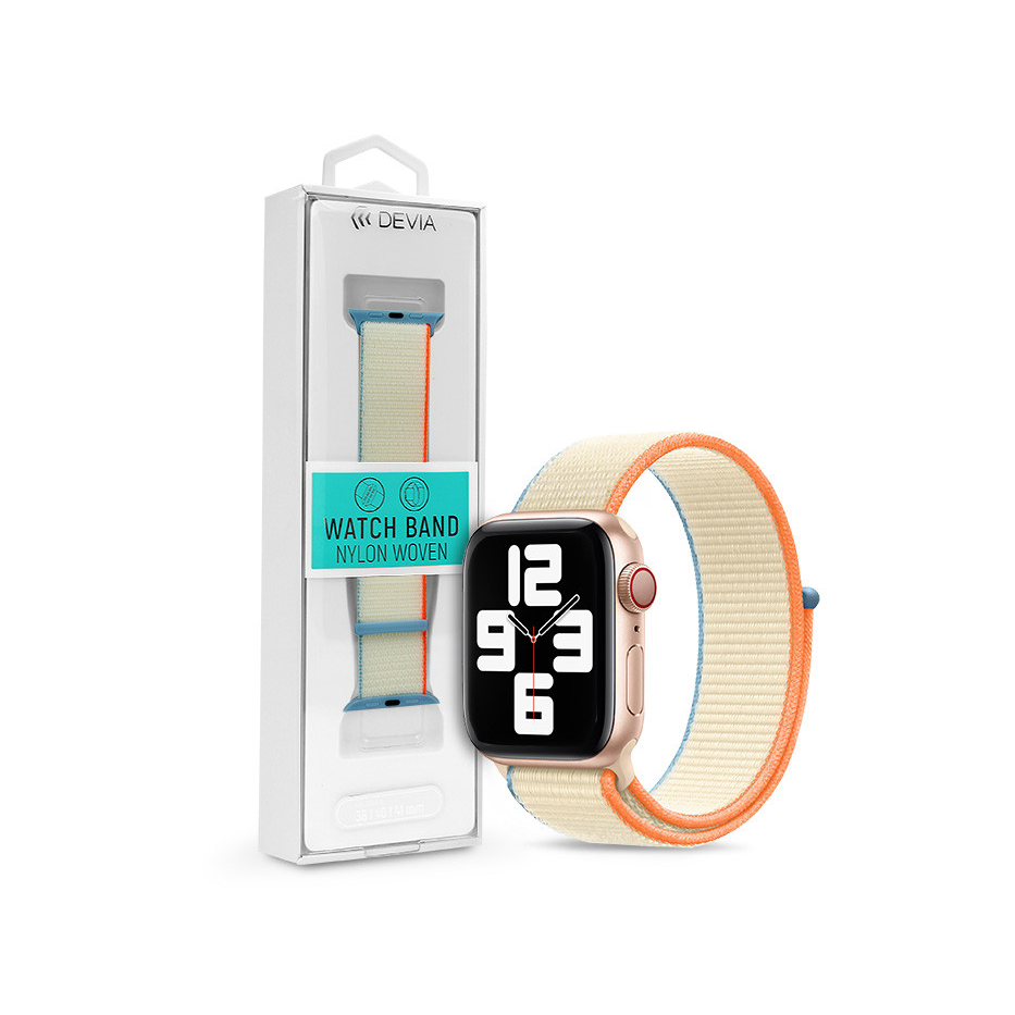 Apple Watch szövet sport szíj - Devia Nylon Woven Deluxe Series Sport3 Watch Loop - 38/40/41 mm - cream white (ST364624)