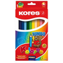 Комплект моливи, Цветни, Kores, Триъгълни, 12 цвята, Многоцветни