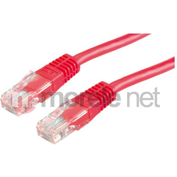 Value 21.99.1561 RJ45 Hálózati kábel, patchkábel CAT 6 U/UTP 5.00 m Piros (átlátszó) Árnyékolatlan 1 db