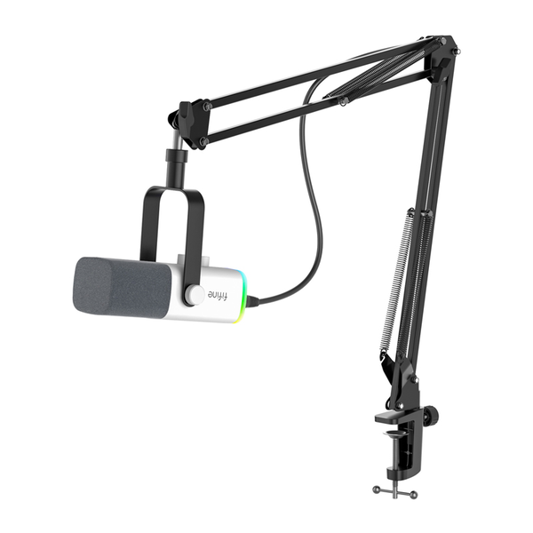FIFINE Játékmikrofon dinamikus kardioid gémkarral USB XLR fehér AM8TW