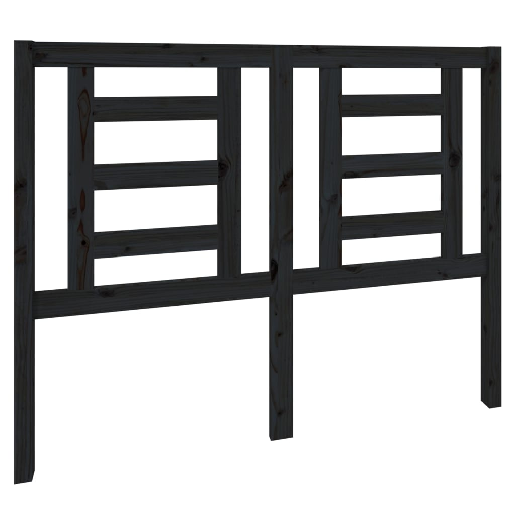 fekete tömör fenyőfa ágyfejtámla 126 x 4 x 100 cm (818814)