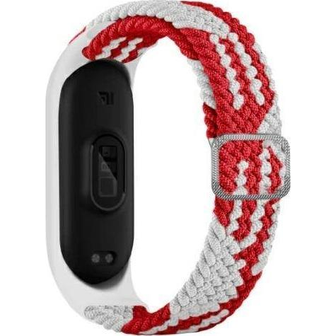 Каишка за Xiaomi Mi Band 3/4, Beline, Textile, червено/бяло
