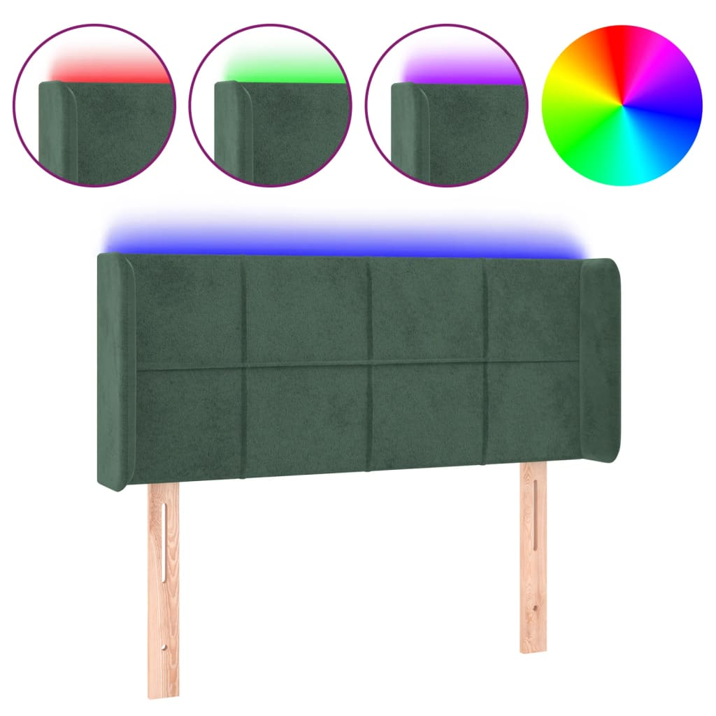 sötétzöld bársony LED-es fejtámla 83 x 16 x 78/88 cm (3123269)
