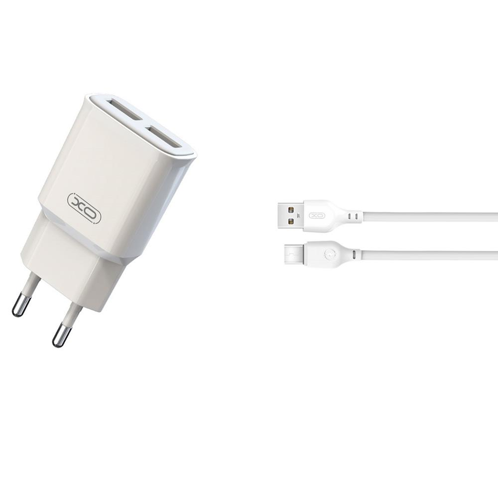 XO L92С 2 x USB-A Hálózati töltő + USB-C kábel (1m) - Fehér (XOL92CWH)