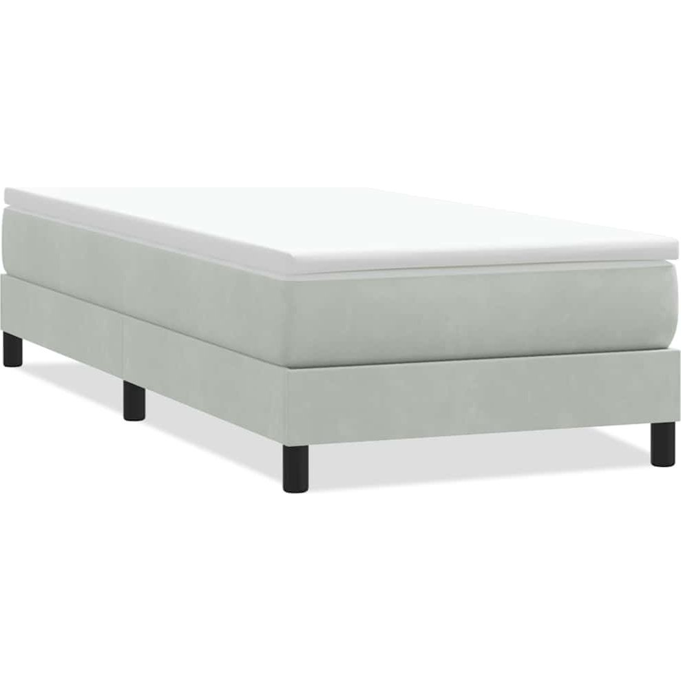 világosszürke bársony rugós ágy matrac nélkül 80x220 cm (3315849)