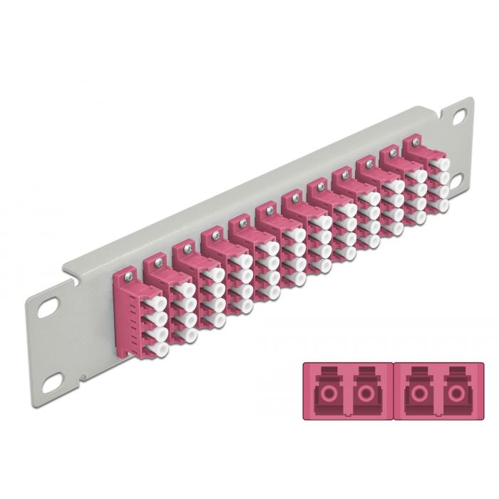 Delock 10 üvegszálas patch panel 12 portos LC Quad 1U ibolya szürke (66800) (DE66800)