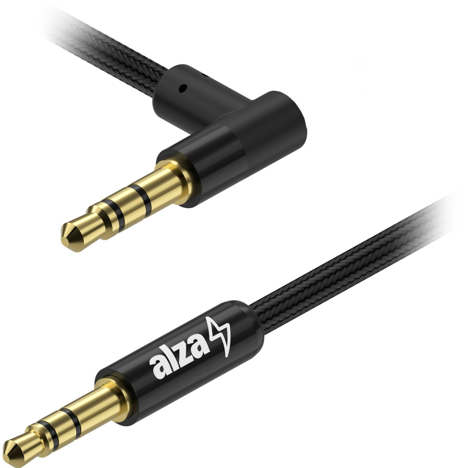 AlzaPower 90Core Audio 3.5mm Jack (M) to 3.5mm Jack 90° (M), 1.5m - fekete (APW-CBA3JM915B)