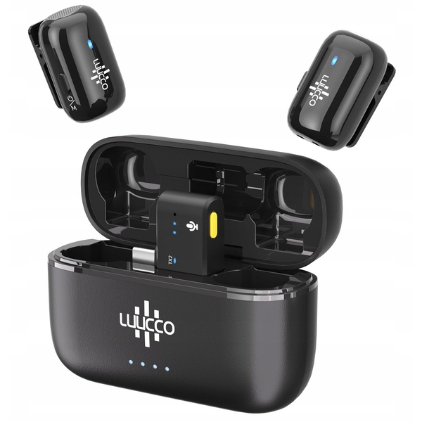 2x Mini Bezprzewodowy Mikrofon Krawatowy 100m Do Telefonu Usb Type-c Usb-c / Minipods K2 / Czarny