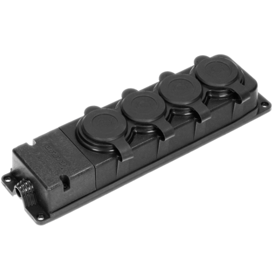 Fröccsenés- És ütésálló Losztó, IP44, 4 Aljzat 2P+Z, 16A, 230V AC, Gumi, Lángálló (OR-AE-13167)