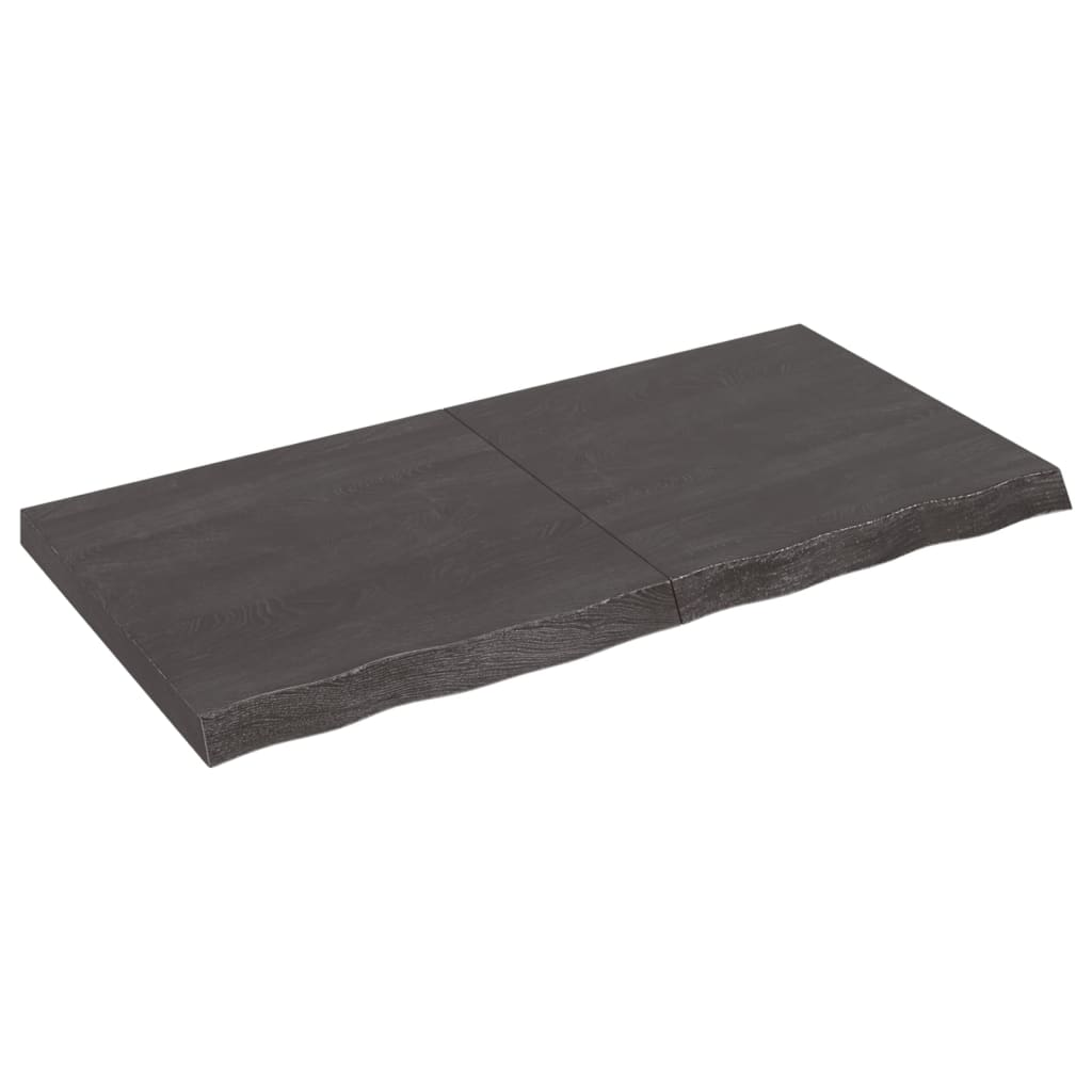 sötétbarna kezelt tömör tölgyfa fali polc 120 x 60 x (2-6) cm (363819)