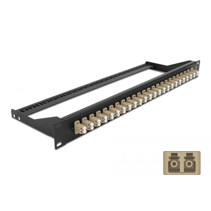 Delock 19 száloptikás csatlakozó panel 24 portos LC duplex bézs (43388) (DE43388)