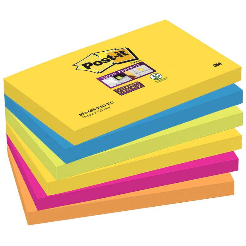 3M Super Sticky 76x127mm öntapadó jegyzettömb (540 lap) - Rio (70005251320)