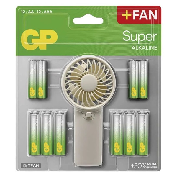 GP B0161M Super akáli elem AA 12db + AAA 12db + ventilátor (B0161M)