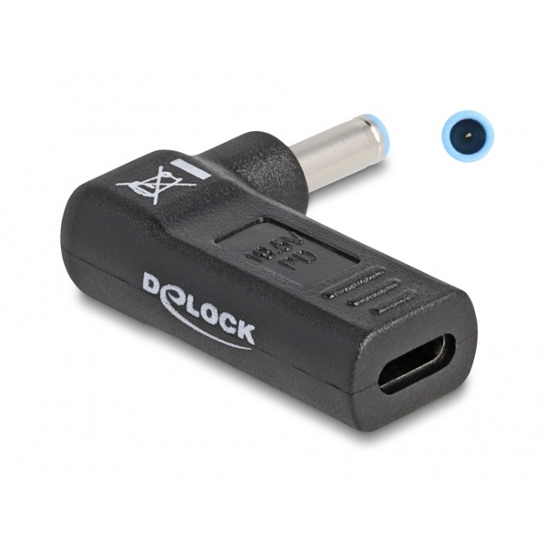 DELOCK Átalakító Laptop töltőkábel USB Type-C female > HP 4.5 x 3.0mm male 90 fokos (60004)
