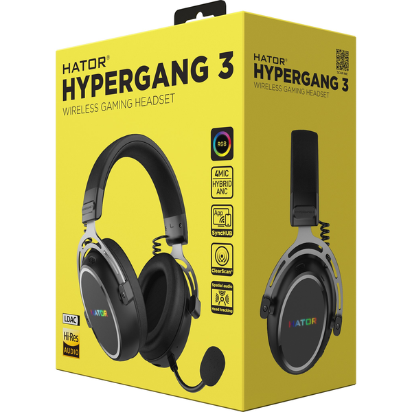 HATOR Hypergang 3 Wireless Headset Trådløs Spil USB Type-C / USB Type-A Bluetooth Sort