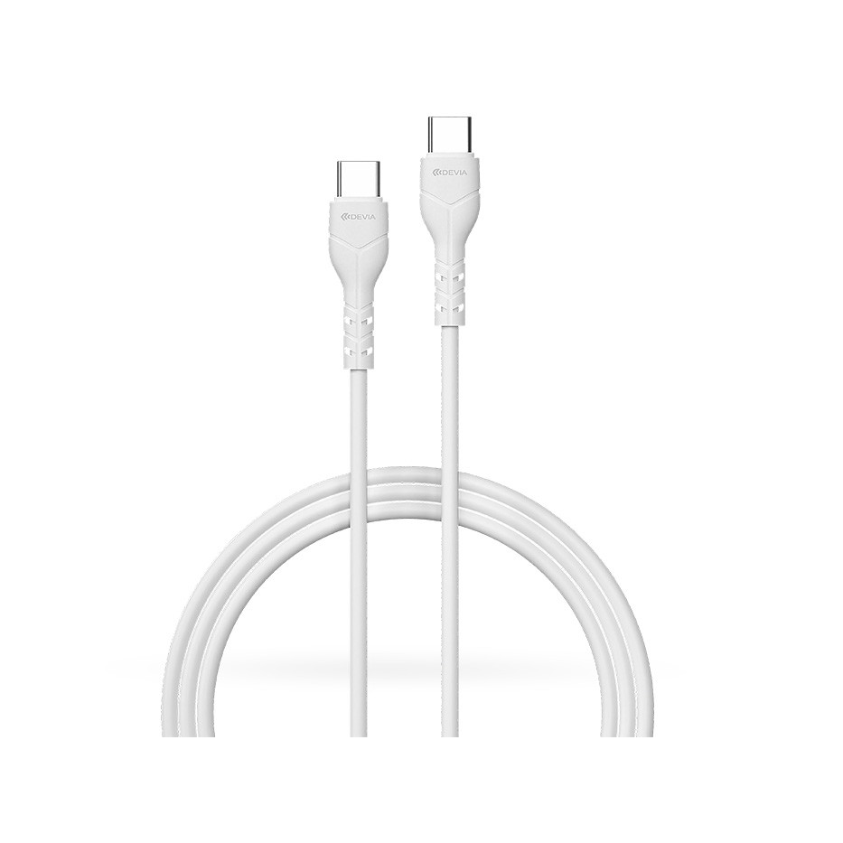 Devia USB Type-C - USB Type-C adat- és töltőkábel 1 m-es vezetékkel - Devia Kintone Series Type-C To Type-C Cable - 15W - white - ECO csomagolás (ST379550)