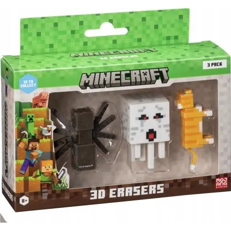Mojang Studios 3 darabos Minecraft 3D radírfigura készlet - A Verzió (MC4021A)
