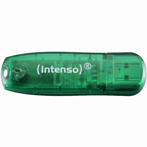 STICK 8GB USB 2.0 Intenso Rainbow Line Transparent Green