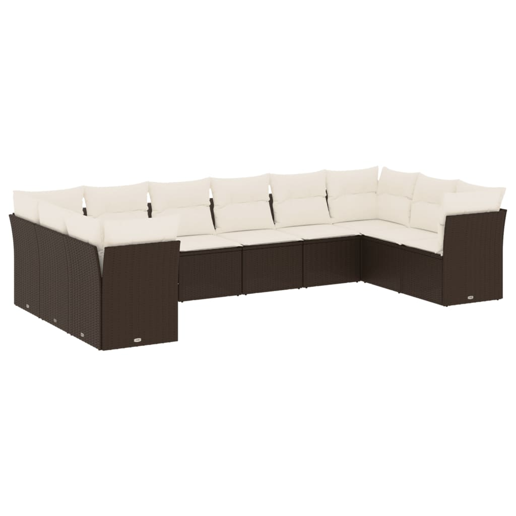 10 részes barna polyrattan kerti ülőgarnitúra párnákkal (3250042)