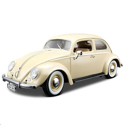 Bburago Volkswagen Beetle (1955) autó bézs színben 1/18 (15612029W) (Bburago 15612029W)