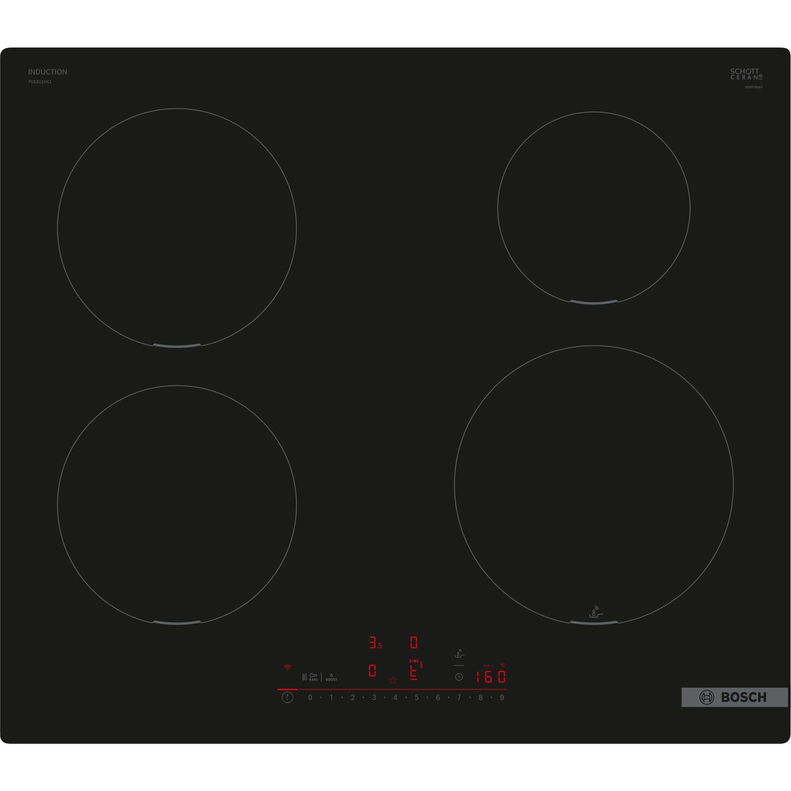 Bosch PUE611HC1E Indukciós főzőlap - Fekete (PUE611HC1E)