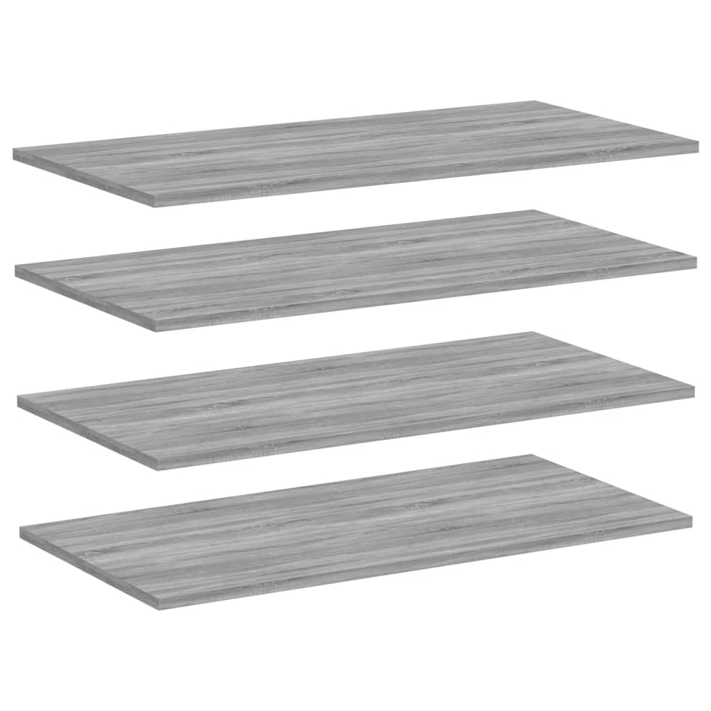 4 db szürke sonoma színű szerelt fa fali polc 80 x 40 x 1,5 cm (838275)