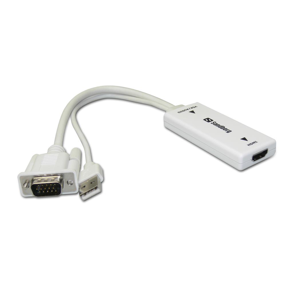 Sandberg 508-78 adaptér na video kábel VGA (D-Sub) + USB Biela