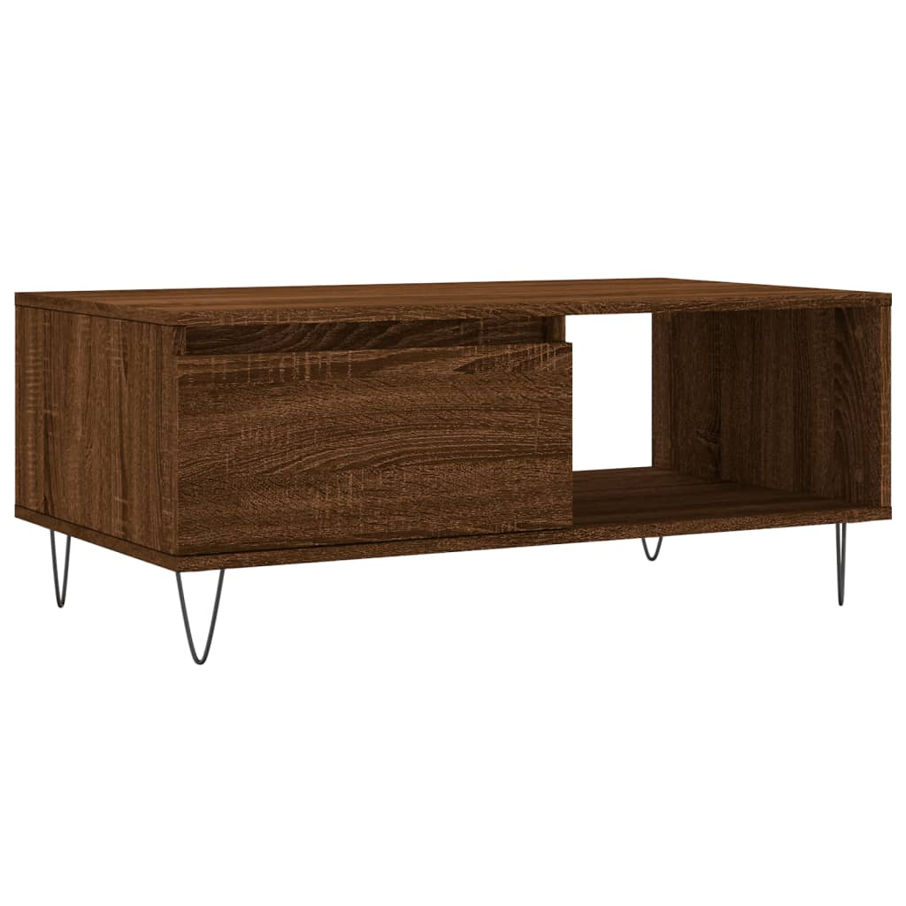 barna tölgyszínű szerelt fa dohányzóasztal 90x50x36,5 cm (830571)