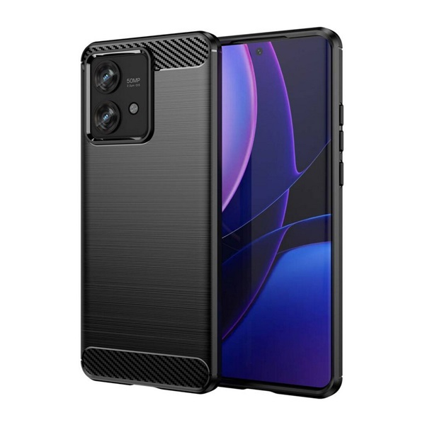 Szilikon telefonvédő (ütésállóság, légpárnás sarok, szálcsiszolt, karbon minta) FEKETE Motorola Edge 40 Neo 5G (XT2307-1) "Gigapack csomagolás" (GP-148770)
