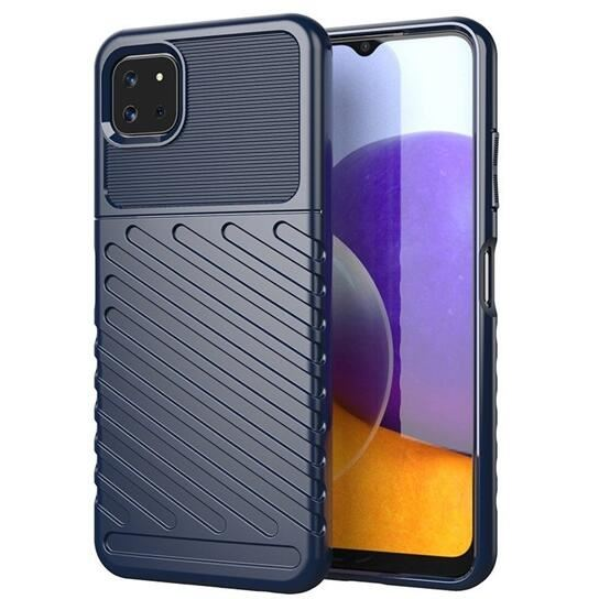 Gigapack Samsung Galaxy A22 5G (SM-A226) csíkos dombormintás szilikon tok sötétkék (GP-113943) (GP-113943)