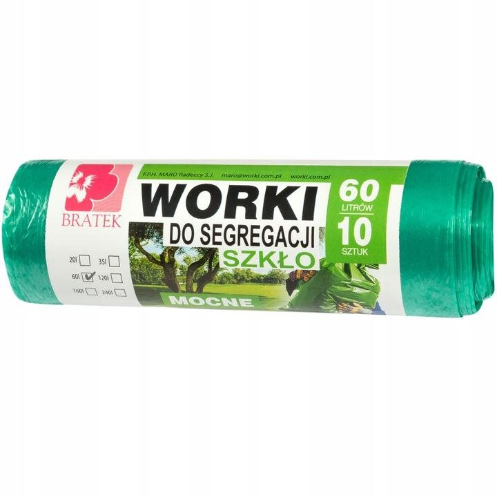 BRATEK ellenálló szemetes zsák - üveg 60 l, 10 darab (5906731291753)